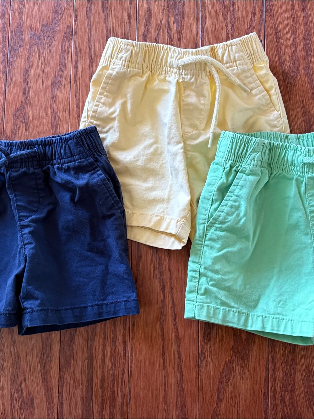 Toddler Elastic-Waist Cotton Shorts - Navy, Yellow, Teal